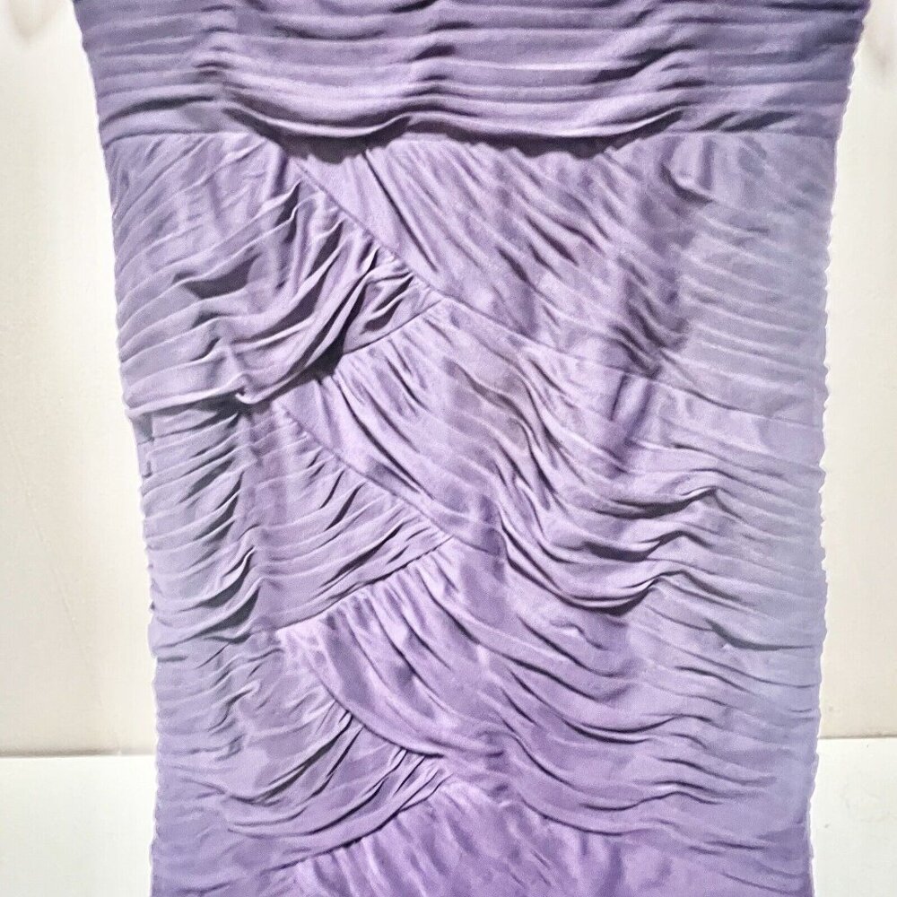 Adrianna Papell Womens Eggplant Ruche Sheer Sleeves Dress Size 12
